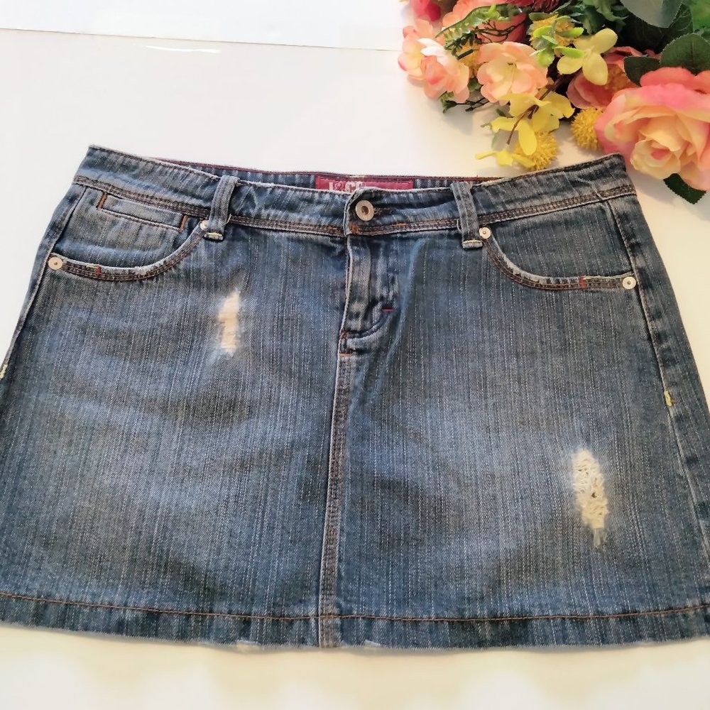 J & CO Distressed Mini Skirt